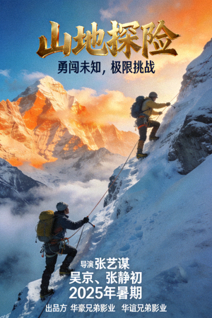 动作冒险电影海报 - 山地探险与户外场景